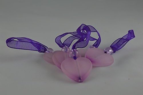 15mm Little Heart Accessories with Sheer Ribbon Loop x 24 pieces per bag!! (Purple)