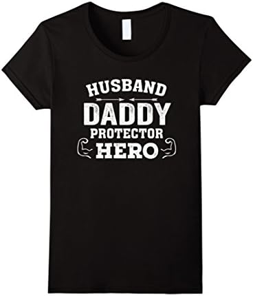Womens Funny Family Shirt Gifts Husband Daddy Protector Hero Large Black