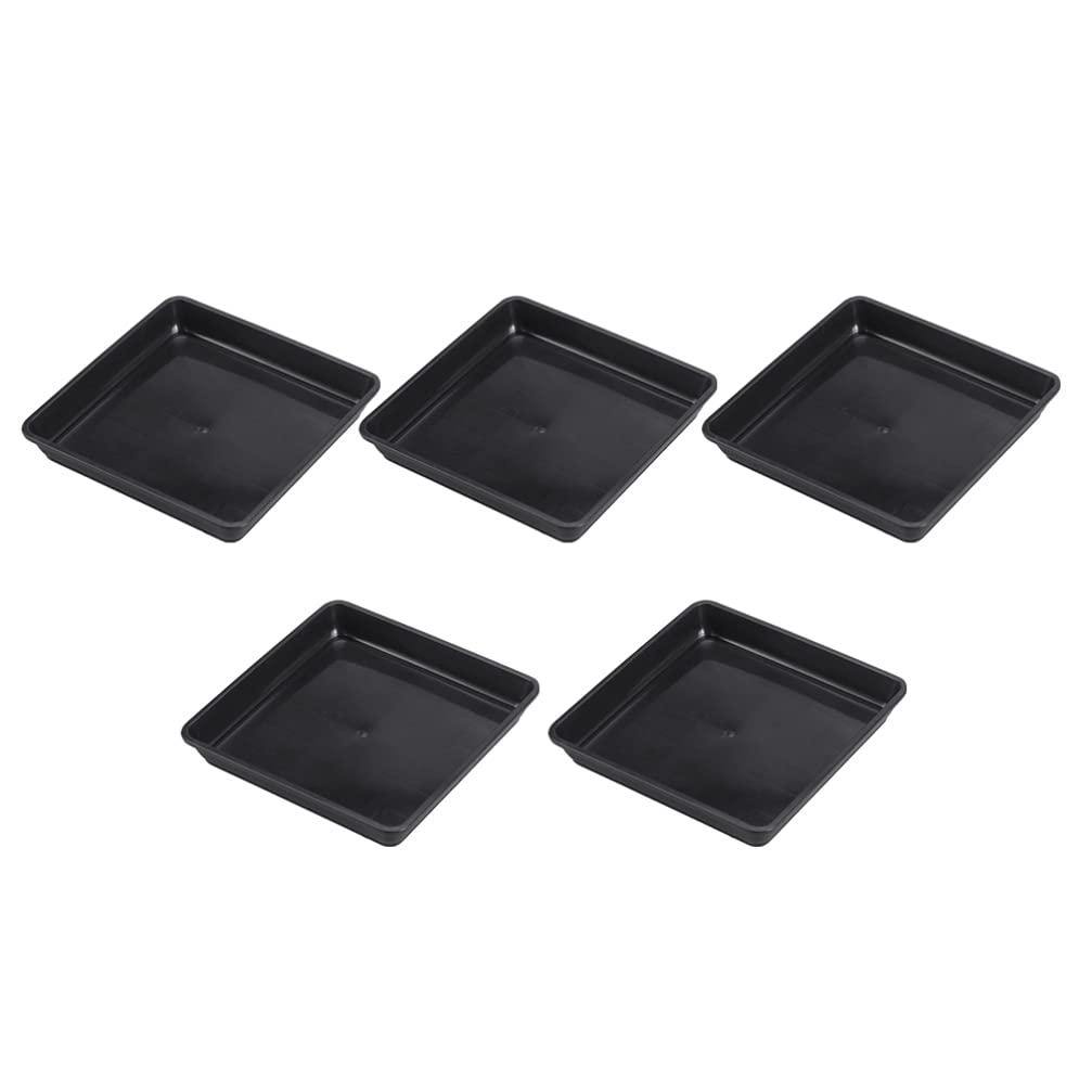 Cabilock 5pcs Plastic Flower Pot Tray Square Saucer Container Bottom Tray for Indoor Outdoor Planting