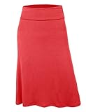 LE3NO Womens Lightweight Flared Midi Skater Skirt with Stretch