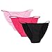 Ekouaer Soft Breathable Brief Panties Thong Underwear For Women 3 Pack,Black/Red/Rose,Medium