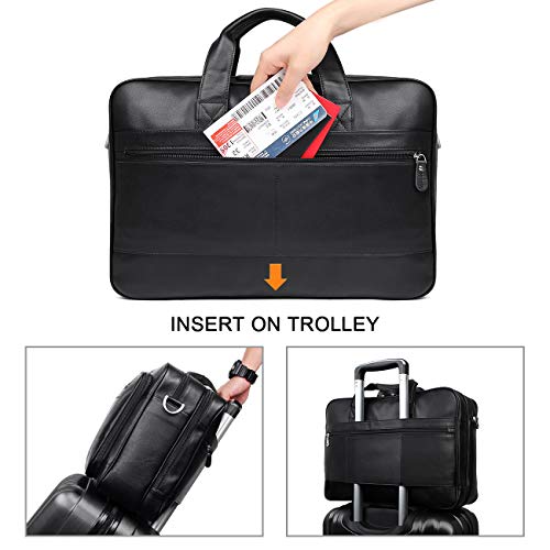 Augus Mens Leather Briefcase Messenger Bag Waterproof Travel Business Duffle Bags for Men 17
