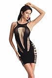 Amoretu Womens Mesh Lingerie Hollow Out Mini Dress Tube Chemise