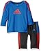 adidas Baby Boys' Long Sleeve Tee and Pant Set, Blue, 12 Months