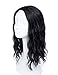 MXXWIG Loose Curly Wigs For Women Natural Black Wigs Medium Length Synthetic Heat Resistance Fiber Hair Daily Wig Free Wig Cap1B
