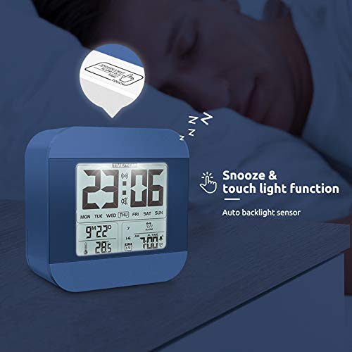 Talking Alarm Clock with Female Voice Broadcast, Smart Talking Clock with Hourly Chime Function, Low Vision Clock for The Blind Visually Impaired Seniors Elderly People (Blue Color)