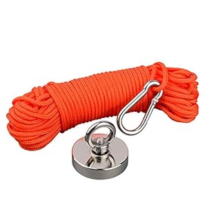 MUTUACTOR Fishing Magnets 400lbs Pull Force,Strong Retrieval Magnet N52 Neodymium Magnets with 20m(64 Foot) Durable Rope…