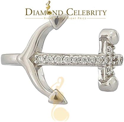 10K White Gold Finish W/ Lab Created Diamond Ice Out Silver Ladies Cross Ring Size 7