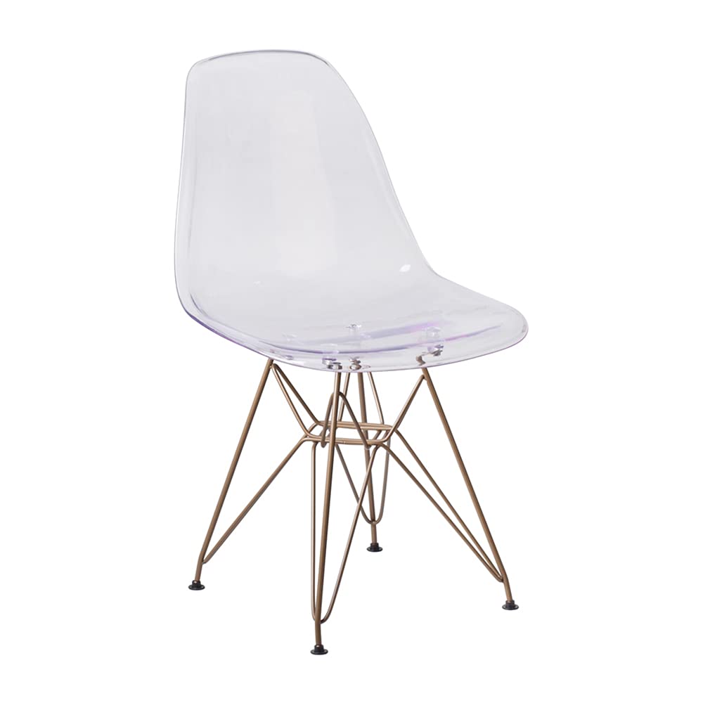 Flash Furniture 2 Pack Elon Series Ghost Chair with Gold Metal Base Image Flash Furniture 2 Pack Elon Series Ghost Chair with Gold Metal Base Image