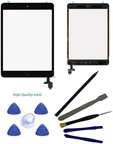 FeiyueTech IPad Mini &amp; Mini 2 Touch Screen Digitizer Replacement for Complete Assembly(Original Black) with IC Chip &amp; Home Buttono &amp; opening tool kit .(black)
