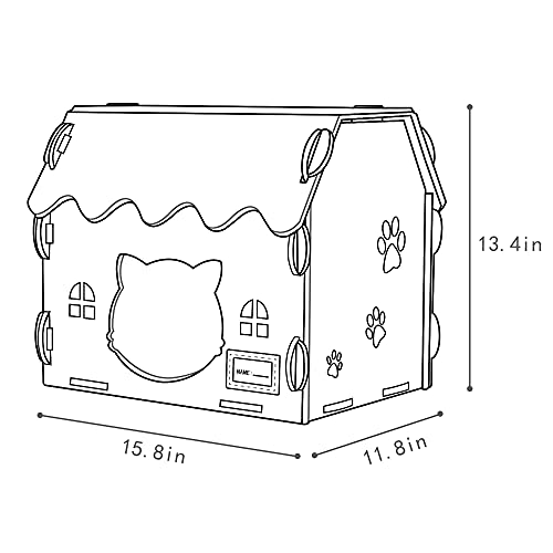 OPPODREAM Large Cat Houses for Indoor Cats, Foldable Cat Condo, Felt