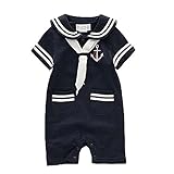 Carrillos Boys Short Sleeve Sailor Suit Romper Onesie Outfit