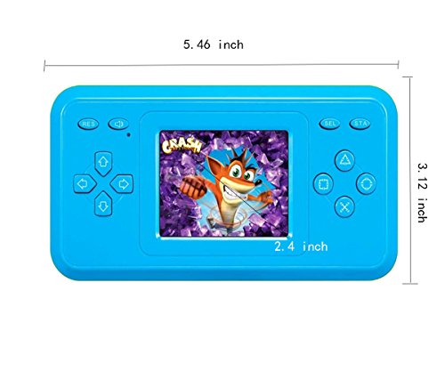 JJFUN 2.4" LCD Retro Video Game Player, 8-Bit Handheld Game Console with 298 Classic Old School Games Built-in, Portable Video Game System for Travel Indoor Outdoor Entertainment–Blue