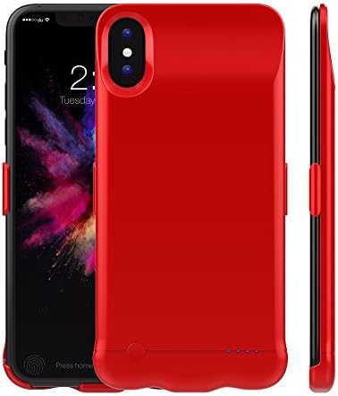 iPhone X Battery Case, Betteck 5200mAh Ultra Slim Portable Rechargeable Extended Backup Battery Charger Case Charging Case Battery Pack for iPhone X (2017)- Red