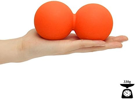 Double Lacrosse Massage Ball by YaYi - Free Carry Bag - Crossfit Solid Rubber Peanut Massage Balls - Great for Back Neck Foot Hand Massager, Myofascial Release, Muscle Relaxer, Acupoint Massage Orange