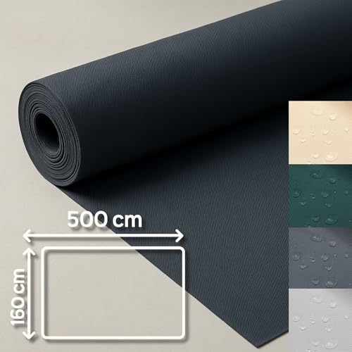 Waterproof Fabric by the Metre 5m x 160cm - Water Resistant Outdoor Fabrics Ideal for Furniture Cushions Outdoor Covers Garden Accessories and Sewing Projects Graphite Oeko-Tex
