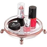 mDesign Bar Soap/Cosmetic Storage Dish for Bathroom Vanity Counter Tops - Rose Gold/Clear