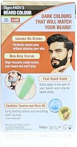 Bigen Men's Beard Colour 103 Dark Brown Aloe Olive Oil No Ammonia Fast Comb view 3