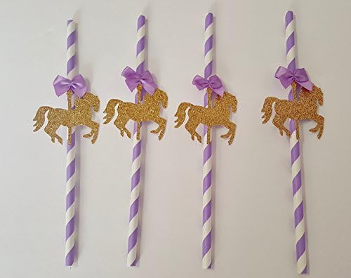 Lavender Carousel Paper Drinking Straws