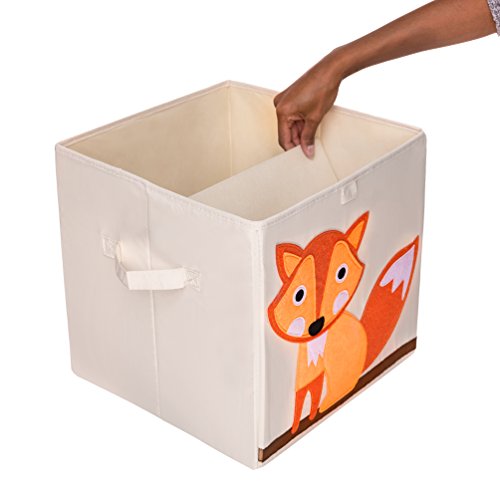 Murtoo Toy Bin Foldable Storage Cube Box Eco Friendly Fabric Toy Storage Cubes Organizer for Kids Toy Chest, 11 Inch (Fox)