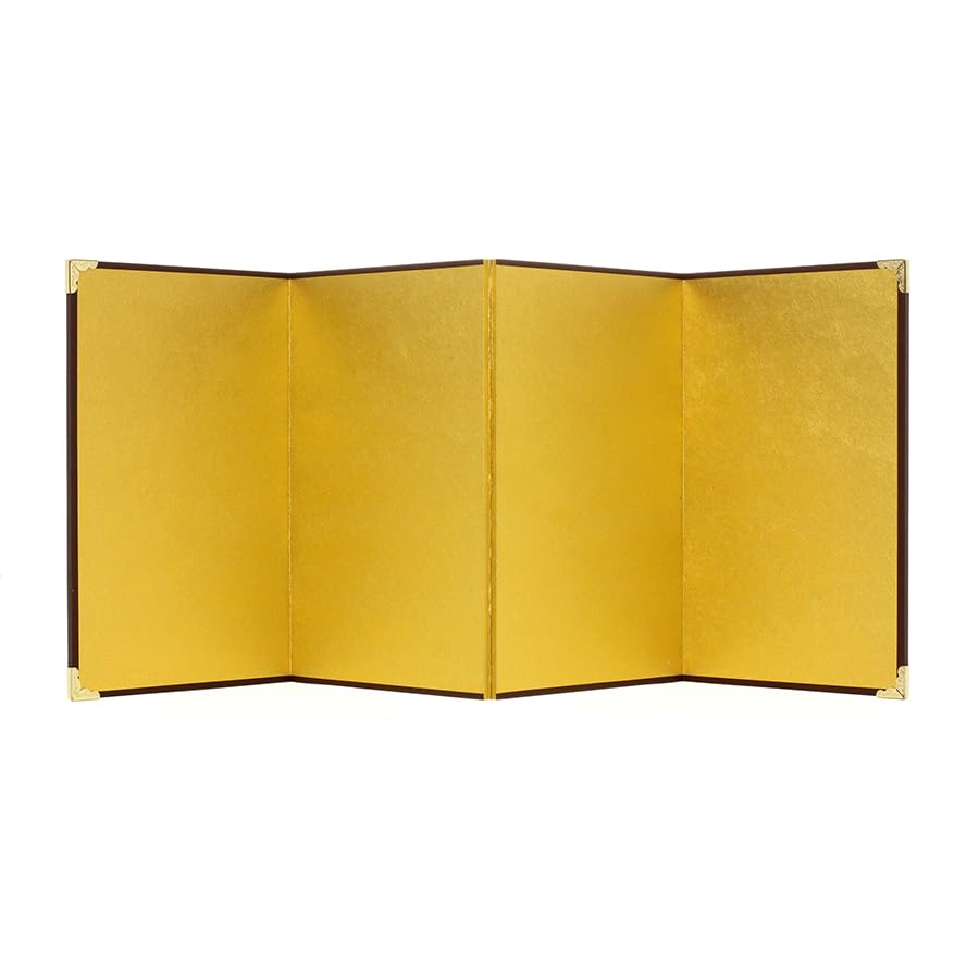 ミニ金屏風 4曲 (中) 205×522mm 金無地 (上) C527商品画像