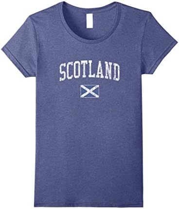 Womens Scotland T-Shirt Vintage Sports Design Scottish Flag Tee XL Heather Blue