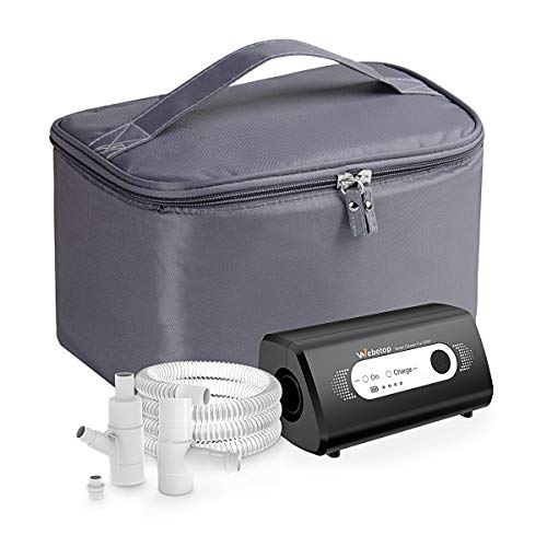 Webetop 2020 Upgraded CPAP Cleaner and Sanitizer Bundle with Sanitizing Bag Two Universal T Adapters Fit for Heated Hose AirMini Portable Travel Mini Cleaner for Mask Tube or Humidifier Black