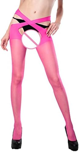 Women's Pantyhose,Toponly Women Sexy Tights Cross Open Stockings Pantyhose (Hot Pink, FREE SIZE)