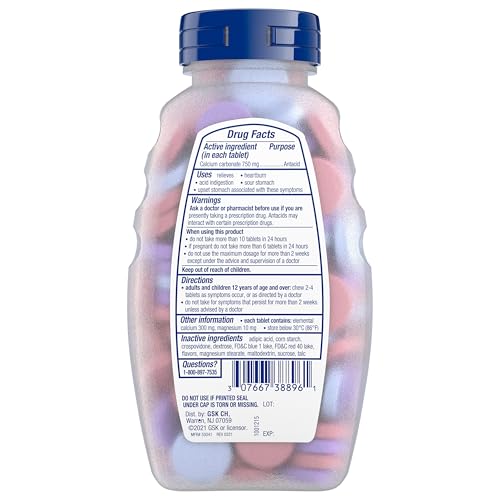 TUMS EXTRA STRENGTH ASSORTED BERRIES ANTACID TABLETS FOR HEARTBURN RELIEF, 96 COUNT