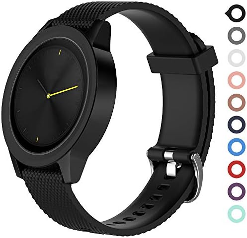 Meifox Compatible with Garmin Vivomove HR Bands,Solf Silicone Replacement Band for Garmin Vivomove HR Premium Sport Watch (Black, Sport Large)