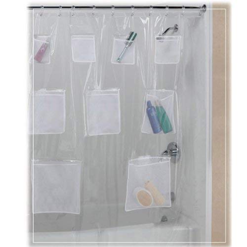 Creative Bath Products Pockets Clear Vinyl Shower Curtain 70 X 72