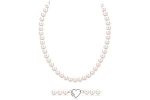 Long Pearl Necklaces Freshwater Cultured Pearls Strand Necklace with Heart Clasp Costume Wedding Beaded 6-7mm/7-8mm/8-9mm/9-1