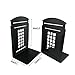 MerryNine 2 Pack Book Ends, Metal Bookends for Shelves, Telephone Booth Decorative Bookends, Non Skid Heavy Bookends, Book, Magazine or CD Organizers for Home and Office (Black-2pcs)