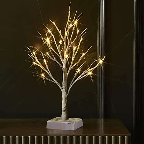 Fudios Lighted Birch Tree with Timer Battery Operated 18in Home Decor