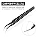 Professional Tweezers for Eyelash Extension - Straight and Curved Pointed Tweezers - Stainless Steel Precision Tweezers set - 2 Pcs - Black