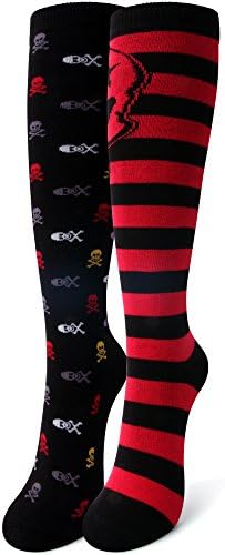 Delisocks Women's Skull Colorful Pattern Stripe Novelty Casual Knee High Socks