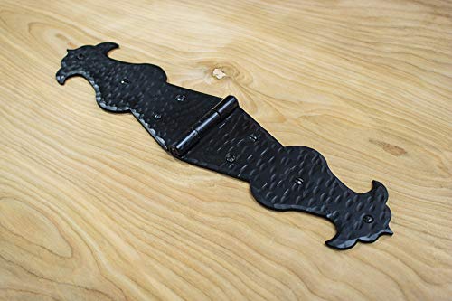 Decorative Spear Strap Hinge 13.5" For Doors or Gates Rustic Hammered Iron Black Finish Hand Crafted Borderland Rustic Hardware