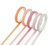 Honbay Washi Tape Set of 5 Rolls Ultral Slim DIY Decorative Tape Sticky Plastic Adhesive Tape for Scrapbooking DIY Crafts and Gift Wrapping