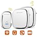 Bodyguard Wireless Doorbell,Waterproof Chime Kit Operating at 1000ft with 1 Push Button Transmitter（Battery included）and 2 plug-in Receivers,36 Chimes,4 Level Volume LED Indicator - white