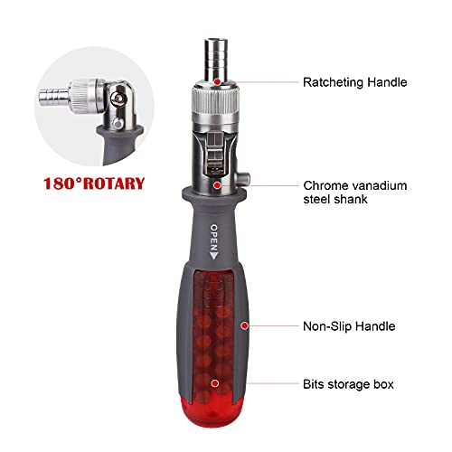 Schraubendreher Set,Ratschenschraubendreher,11 in 1 Ratschen-Multitool-Schraubendreher,Magnetisches Ratschenschraubendreher Bit Schraubendreher Bithalter für Haushaltsgeräte,Elektronik,Industrie-Kit