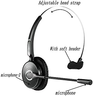 Bluetooth Headset/noise cancellation hands free Bluetooth V4.2 for Truck drivers,Wireless Bluetooth headphones with Microphone for office/Skype/call center AUXBLUE(black)