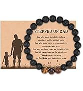 HGDEER Father Day Gifts, 8mm Natural Tiger Eye/Lava/Rock Stone Yoga Mens Bracelet for Dad Stepdad...