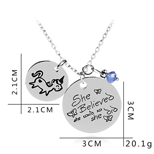 VWH Unicorn Necklace Pendant Charms Chain for Females' Gifts She Believed She Could So She Did Unicorn Necklace