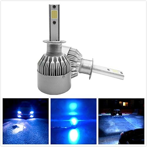Torofibi Ice Blue Color H1 LED High Beam/Fog Light Bulbs kits -COB Flip Chips/Adjustable Beam Pattern-60W 7600LM 6000K (Pack of 2)