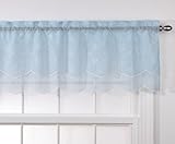 Stylemaster Renaissance Home Fashion Reese Embroidered Sheer Layered Scalloped Valance, 55-Inch by 17-Inch, Sky