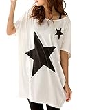 ZANZEA Women's Cotton Short Sleeve Printed Tee Shirt Top Blouse Loose Mini Dress