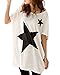 ZANZEA Women's Cotton Short Sleeve Printed Tee Shirt Top Blouse Loose Mini Dress