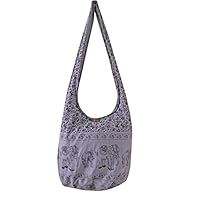 Ibestbuysell Sling Crossbody Sholder Bag Elephant line Cotton Style Hippie Hobo Gypsy Bohemain (medium, Grey)