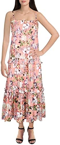 msk floral print pleated dress Women's MSK V-Neck Surplice Floral Midi Dress, Size: Small, Spice Print