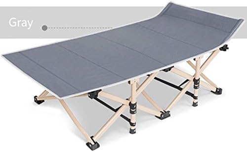 WSSF- Heavy Duty Steel Tube Folding Camping Bed Office Lunch Break Siesta Bed Single Lounge Chair Camp Travel Outdoor Bed - Load Bearing 200kg